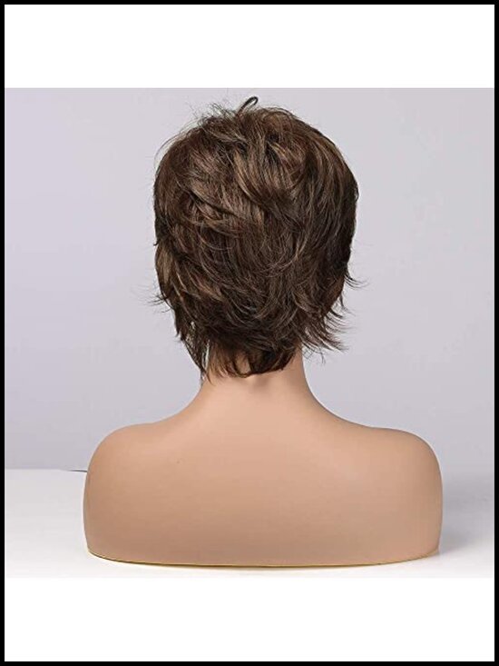 Short Pixie Cut Human Hair Blend Wig, Lightweight Heat Resistant for Women main image 5